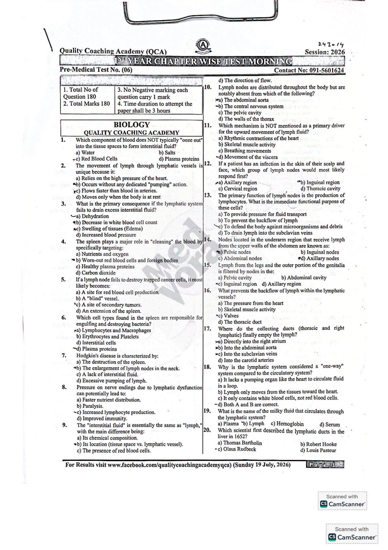 MDCAT Preparation MOCK Test SUNDAY